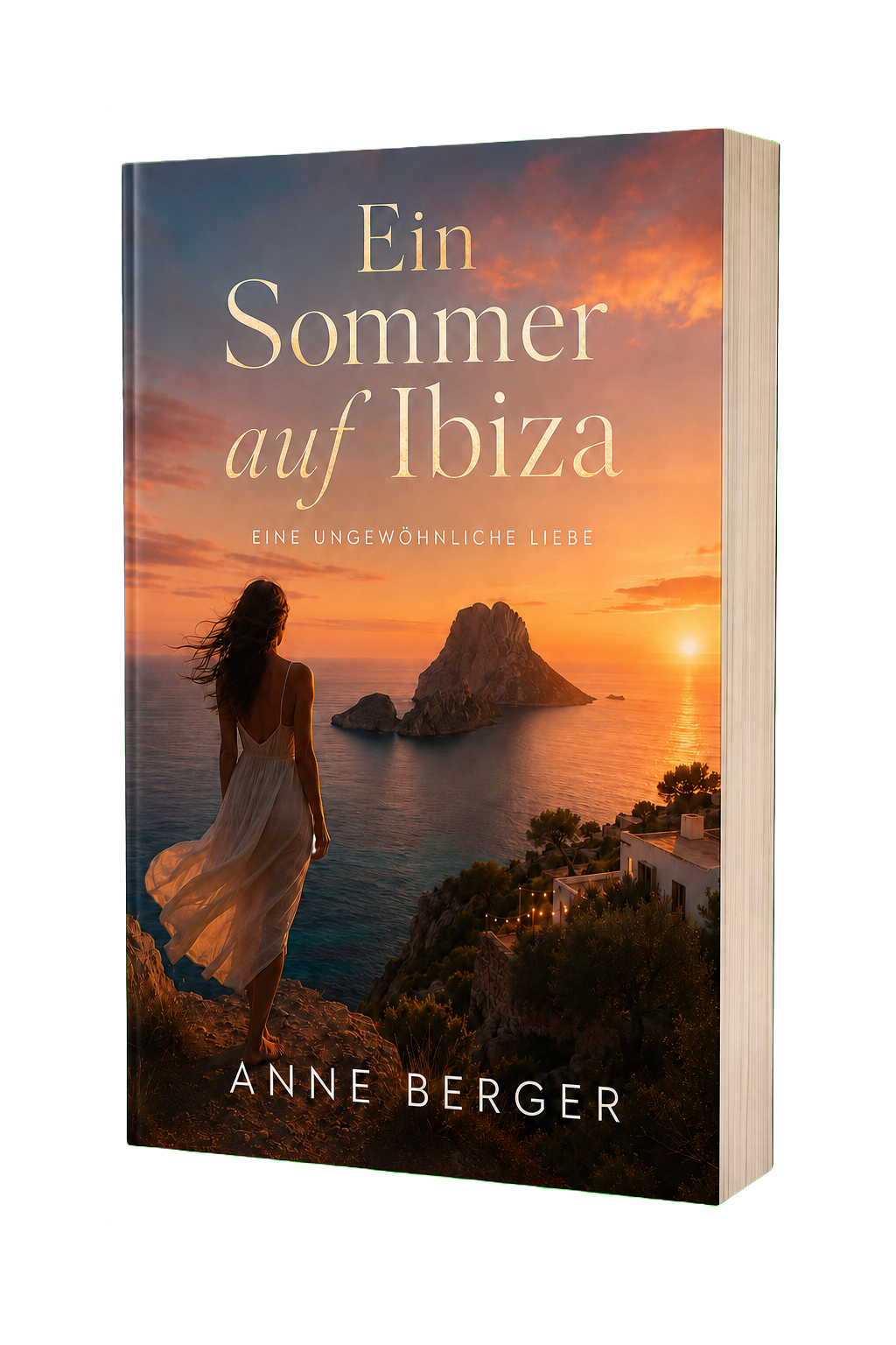 Buchcover von 'Ein Sommer auf Ibiza – Eine ungewöhnliche Liebe' von Anne Berger, 3D-Ansicht