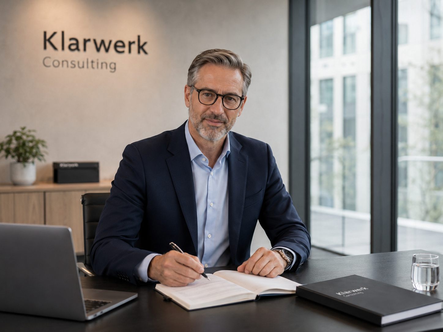 Porträt eines Beraters von Klarwerk Consulting am Schreibtisch